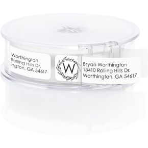 Simple Black Monogram Rolled Address Labels / 250 Personalized Return Address Labels/Designer Address Stickers in Elegant Plastic Dispenser