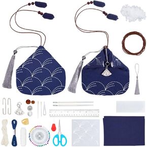 ACRNIGHEET Sashiko Coin Purse DIY Embroidery Purse Kit Embroidery Coin Purse with Instructions DIY Cross Stitch Purse Sashiko Kit for Beginners Japanese Sashiko Embroidery Kit for Handicraft Lovers