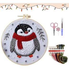 MAZAOTEU Christmas Embroidery Kits for Adults Beginners, Christmas Cross Stitch Kits, Needlepoint Ornament Holiday Embroidery Kit, Adult Crafts for Women DIY Hand Crossstitching Kits (Red Truck)