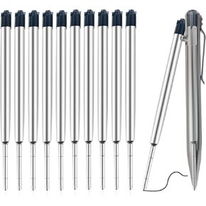 Pen Refills Compatible with Bastion with 0.55mm Fine Tip-Metal Construction,Quick-Drying and Waterproof,Smooth Writing,10 PCS,Refill Black