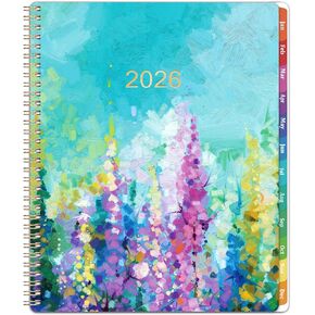 2026 Planner - 2026 Planner Weekly and Monthly, Planner 2026, Jan 2026 - Dec 2026, 9" x 11", Calendar Planner 2026 with Colourful Tabs & Pocket, Flexible Cover, Twin-Wire Binding- Oil Painting