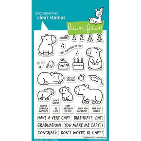 Lawn Fawn Capybaras Clear Stamp Set, 4x6 inches, Birthday and Celebration Themed