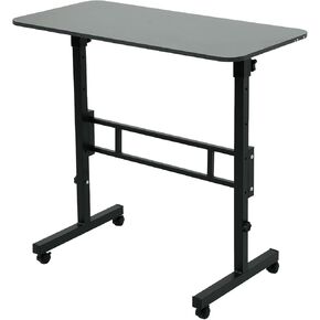 Mobile Standing Desk Adjustable Height, Sit Stand Desk with Universal Wheels, 31.5''D * 17.4''W Portable Rolling Laptop Desk Small Computer Workstation, Portable Standing Table - Black