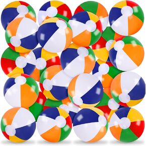 24 Pack 12" Rainbow Beach Balls Bulk Inflatable Swimming Pool Toys for Kids Summer Water Games Party Supplies Decorations