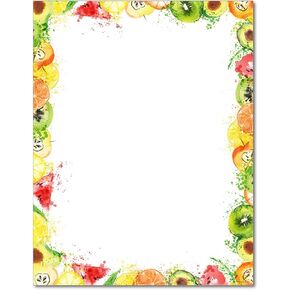 Summer Letterhead - Fruit Splash - 40 Sheets Summer Themed Printer Paper - Picinic Stationery