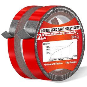 Double Sided Tape Heavy Duty Mounting Tape, 1 Inch/0.4 Inch x 16.5 FT UltraSticky Strong Acrylic Foam Tape for Car Automotive Decor, Home Office Walls and Outdoor