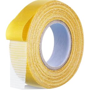 Double Sided Fabric Tape, Fabric Tape Heavy Duty 0.78" X 65.6FT Heavy Duty Mounting Adhesive Mesh Double-Sided Tapes with Fiberglass Clear Stick Tapes Strong Hold for Carpet Home Office