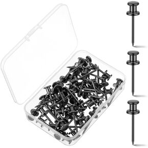 50 Pcs Double Headed Picture Hangers Nail Push Pins Picture Hanging Nails Thumb Tacks Wall Hooks Photo Hanging Hook Pins Decorative Nail Hook Hangers for Home Office Photo Decor(Black)
