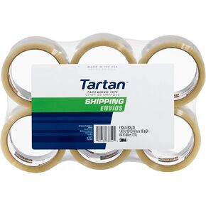 3M Tartan 3710 General Purpose Packaging Tape, 3" Core, 1 7/8" x 54.6 Yd, Clear, Pack of 6