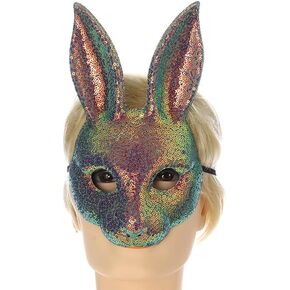 1Pcs Hallween Animal Rabbit Mask Rabbit Ears Mask Sequin Rabbit Mask for Halloween Easter Costume Party Cosplay Props