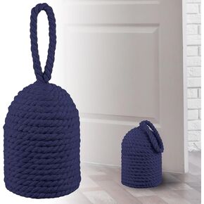 Decorative Door Stop Rope Door Stop with Handle 4.72 ''d x 11.42''h 5.4lb Heavy Weight Stoppers for Window Wedge Bookend Home Wedge to Keep Open(Navy Blue,1 Pcs)