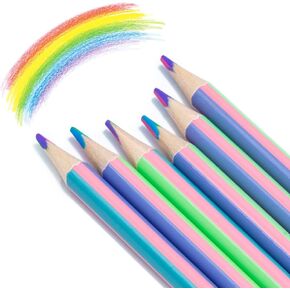 M&G 4 Color في 1 أقلام الرصاص الباستيل قوس قوس قزح ، 6 أجهزة كمبيوتر رسم قلم رصاص للبالغين والفنانين ، أقلام التلوين للأطفال ، اللوازم الفنية المهنية لتلوين كتب التلوين