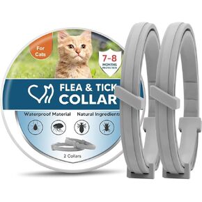 Cat Flea Collar, Flea Collars for Cats, Cat Fleas and Tick Collar, Tick Collars for Cats, Adjustable, 8 Months Protection-2P