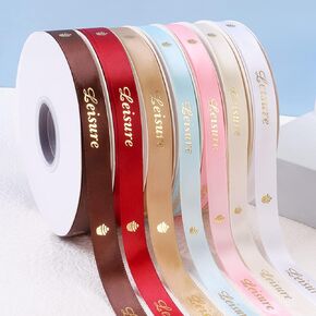 ggtg Customized Printed Ribbon Personalised Logo Giftbox Baking Wrap Wedding Birthday Anniversary, Cotton Polyester Ribbon (100Yards(90m),10mm)
