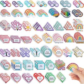 150 Pcs Anxiety Sensory Stickers, Textured Sensory Sticker Anti Stress Anxiety Relief Items Calm Stickers Bulk Waterproof Fidget Sticker Adults Kids Classroom Teacher Supplies