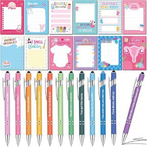 24 Pcs Funny Labor and Delivery Nurse Pens and Sticky Notes Set L&d Nurse Doctor OBGYN Appreciation Gift for Medical Supplies Assistants Office