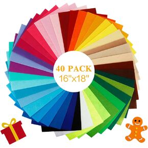 40PCS Felt Sheets, 8" x 12" Assorted Colors Felt Fabric 1mm Thick Felt Squares Felt Fabric Sheets Nonwoven Fabric Squares for Crafts Sewing DIY Patchwork DIY School Projects Home Party Decoration