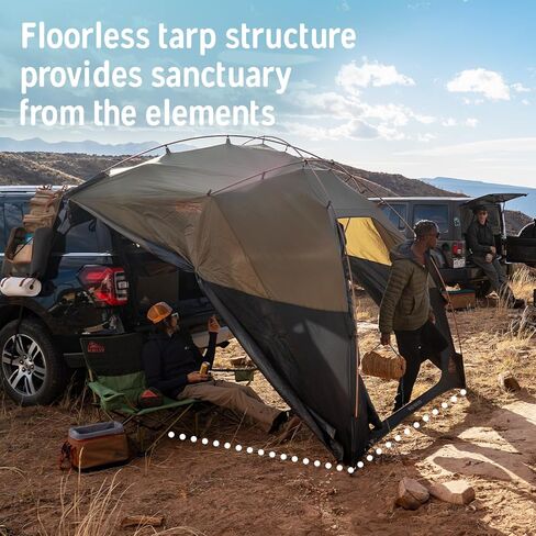 Kelty Backroads Shelter مأوى تخييم للسيارة مثبت عالميًا مع مدخل بسحاب، إطار قوي، حماية من العناصر، الأشعة فوق البنفسجية، يتضمن قماشًا من القماش الخشن in Kuwait