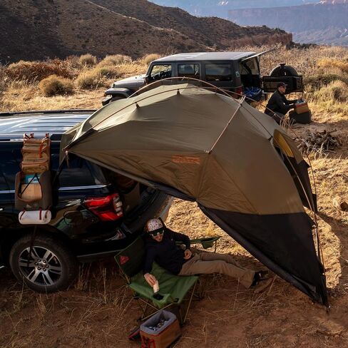 Kelty Backroads Shelter مأوى تخييم للسيارة مثبت عالميًا مع مدخل بسحاب، إطار قوي، حماية من العناصر، الأشعة فوق البنفسجية، يتضمن قماشًا من القماش الخشن in Kuwait