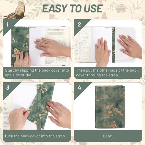 Book Sleeve Covers for Paperback, A5 8.46 x 5.8 Inch Fabric Book Cover Protector, Adjustable Book Protector Case Pad for Hardcover Softcover Novels Protection (Spring Flora, 8.46 x 5.8) in Kuwait