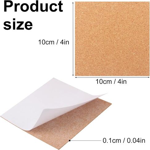 300 PCS 4 x 4 Inch Self Adhesive Cork Squares, Squares Backing Cork Tiles Sheets for Coasters, Perfect for DIY & Craft Projects in Saudi Arabia
