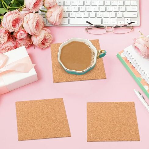 300 PCS 4 x 4 Inch Self Adhesive Cork Squares, Squares Backing Cork Tiles Sheets for Coasters, Perfect for DIY & Craft Projects in Saudi Arabia