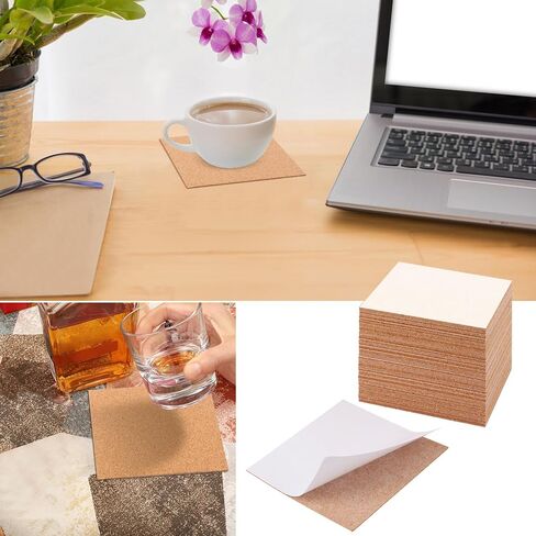 300 PCS 4 x 4 Inch Self Adhesive Cork Squares, Squares Backing Cork Tiles Sheets for Coasters, Perfect for DIY & Craft Projects in Saudi Arabia