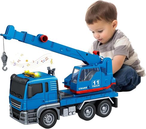 Crane Truck Toy, for 3 4 5 6 7 Years Old Boy ,Truck Vehicle Toy with acousto-optic Inertial function,Traffic Signs Roadblock Guidepost, Working Hook, Construction, Birthday Gifts for Boys & Girls in Saudi Arabia