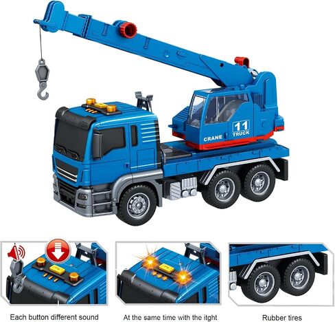 Crane Truck Toy, for 3 4 5 6 7 Years Old Boy ,Truck Vehicle Toy with acousto-optic Inertial function,Traffic Signs Roadblock Guidepost, Working Hook, Construction, Birthday Gifts for Boys & Girls in Saudi Arabia
