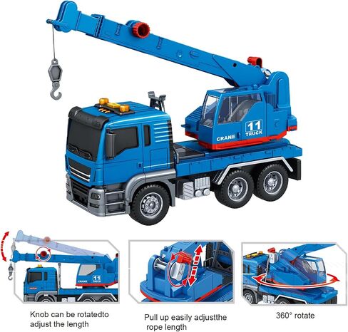 Crane Truck Toy, for 3 4 5 6 7 Years Old Boy ,Truck Vehicle Toy with acousto-optic Inertial function,Traffic Signs Roadblock Guidepost, Working Hook, Construction, Birthday Gifts for Boys & Girls in Saudi Arabia