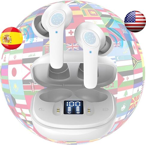 Translating Earbuds Real Time B11 - Two Way 138 Language Voice Translation Device, Instant Translator Earbuds, Audífonos Traductor de Voz Instantáneos de Idiomas Español Ingles (White) in Kuwait
