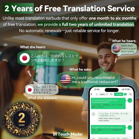 Translating Earbuds Real Time B11 - Two Way 138 Language Voice Translation Device, Instant Translator Earbuds, Audífonos Traductor de Voz Instantáneos de Idiomas Español Ingles (White) in Kuwait