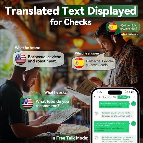 Translating Earbuds Real Time B11 - Two Way 138 Language Voice Translation Device, Instant Translator Earbuds, Audífonos Traductor de Voz Instantáneos de Idiomas Español Ingles (White) in Kuwait