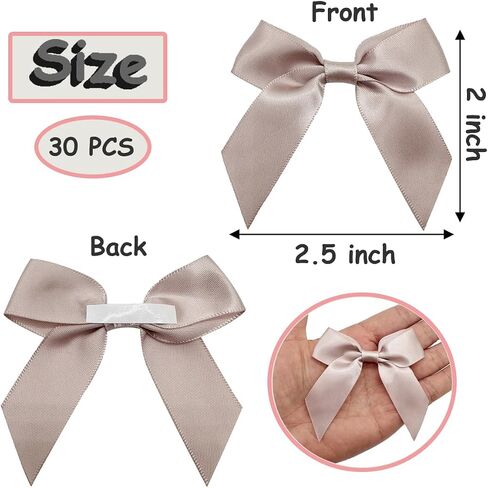 30 Pcs Pink Ribbon Bows 2" Self Adhesive Premade Satin Bows for Craft DIY Gift Wrapping Treat Bags Wedding Baby Shower Birthday Party Decorations in Saudi Arabia