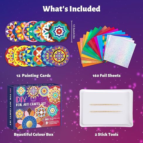TENYEAH Foil Art for Kids, DIY Paper Craft Kit for Girls Boys Ages 8+, Fun Mandala Creative Activity Toys for Kids in Saudi Arabia