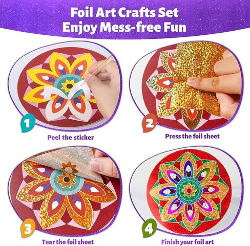 TENYEAH Foil Art for Kids, DIY Paper Craft Kit for Girls Boys Ages 8+, Fun Mandala Creative Activity Toys for Kids in Saudi Arabia