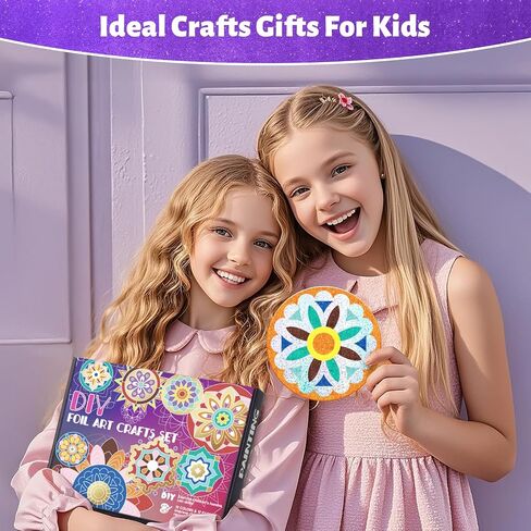 TENYEAH Foil Art for Kids, DIY Paper Craft Kit for Girls Boys Ages 8+, Fun Mandala Creative Activity Toys for Kids in Saudi Arabia