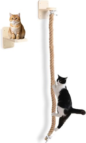 Cat Climbing Wall, Wall Mounted Cat Ladder, Cats Climbings Pole with 59in Climbing Rope, Larger and Wider Base Cats Ladder for Walls with Scratching Post (2m/78.7in Long) in Saudi Arabia