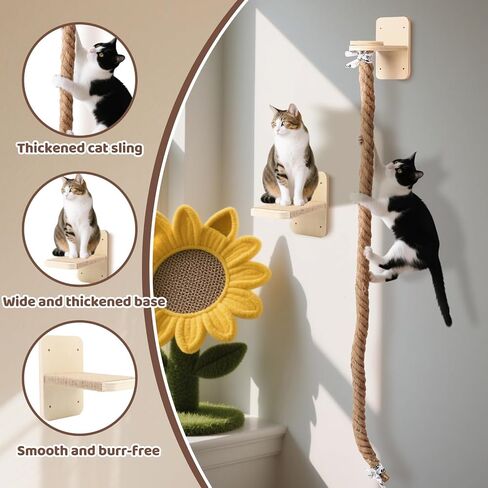 Cat Climbing Wall, Wall Mounted Cat Ladder, Cats Climbings Pole with 59in Climbing Rope, Larger and Wider Base Cats Ladder for Walls with Scratching Post (2m/78.7in Long) in Saudi Arabia