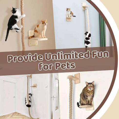 Cat Climbing Wall, Wall Mounted Cat Ladder, Cats Climbings Pole with 59in Climbing Rope, Larger and Wider Base Cats Ladder for Walls with Scratching Post (2m/78.7in Long) in Saudi Arabia