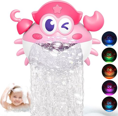 Bath Toys,Light Up Crab Bath Bubble Maker Bathroom Toys for Kids Ages 1-3 4-8,Bath Bubble Machine with Colourful Light Toddler Bathub Toy Great Birthday Gifts for Kids in Saudi Arabia