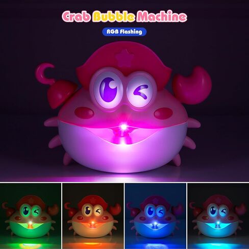 Bath Toys,Light Up Crab Bath Bubble Maker Bathroom Toys for Kids Ages 1-3 4-8,Bath Bubble Machine with Colourful Light Toddler Bathub Toy Great Birthday Gifts for Kids in Saudi Arabia