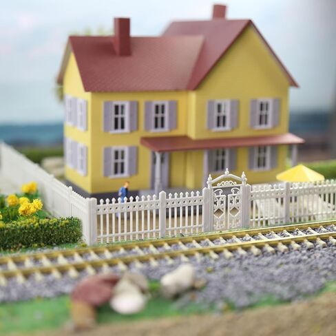 HO Scale Fences with Gates Building Wall for Model Trains Diorama Scene (Style A-Green) in Saudi Arabia