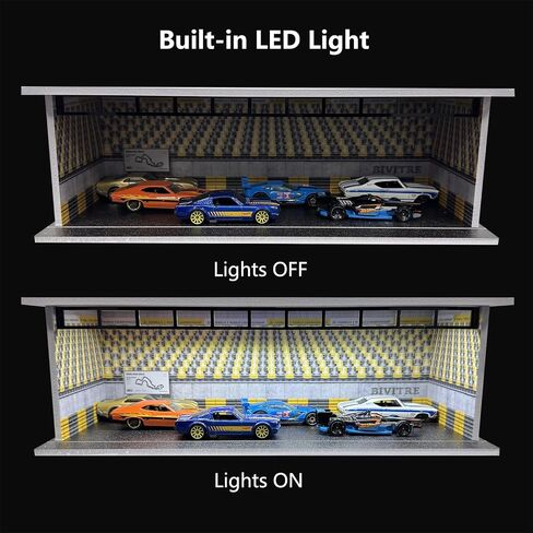Hot Diecast Wheels Display Case - 1/64 Scale Die-cast Model Car Display Case with LED Light and Acrylic Cover, Hot Diecast Wheels Parking Garage Dioramas with 6 Parking Spaces in Saudi Arabia