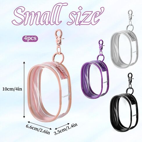 4 أجهزة كمبيوتر محفوظة حقيبة عرض الشكل مع سلسلة المفاتيح المحمولة Clear Ceych Ceychain Mini Doll Pouch Casing Case Bages Chkins Charms Hanging Blind Box Organizer Box for Combolbles Doll in Saudi Arabia