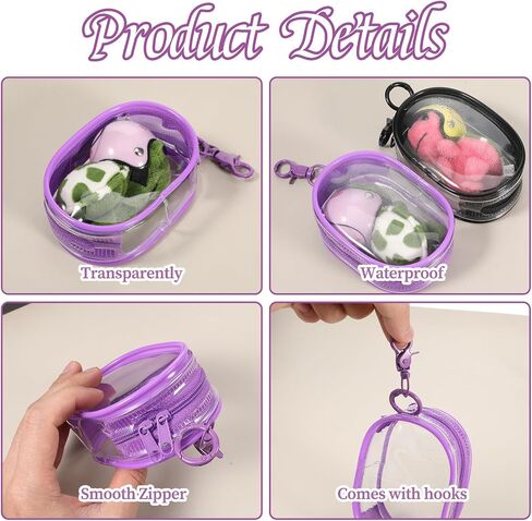 4 أجهزة كمبيوتر محفوظة حقيبة عرض الشكل مع سلسلة المفاتيح المحمولة Clear Ceych Ceychain Mini Doll Pouch Casing Case Bages Chkins Charms Hanging Blind Box Organizer Box for Combolbles Doll in Saudi Arabia