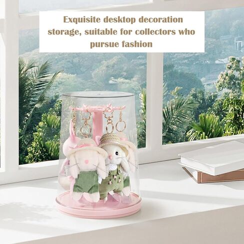 مربع تخزين DISTRION DISPLAY DISPLAY DISPLAY مربع تخزين دمية مع قاعدة قابلة للتدوير ، 360 درجة مدونة سطح المكتب مجوهرات منظم عرض سطح المكتب معرض التماثيل المصغرة للألعاب الصغيرة ، والوردي ، الوردي in Kuwait