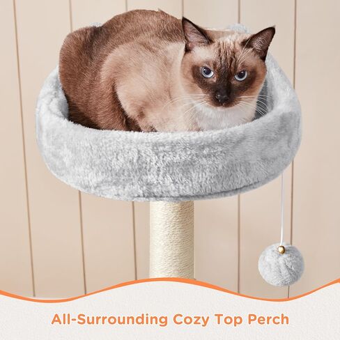 Yaheetech Multi-Level Cat Tree Condo Furniture 54.5", with Large Perch, 2.8'' Sisal Scratching Posts, Hammock, Basket, Fuzzy Ball, Stable Cat Tower Play Center Cat House in Saudi Arabia