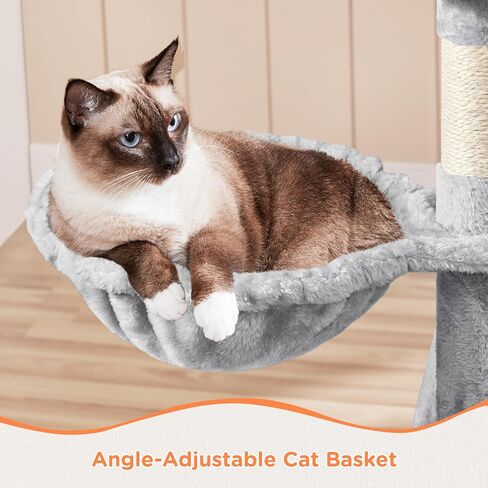 Yaheetech Multi-Level Cat Tree Condo Furniture 54.5", with Large Perch, 2.8'' Sisal Scratching Posts, Hammock, Basket, Fuzzy Ball, Stable Cat Tower Play Center Cat House in Saudi Arabia