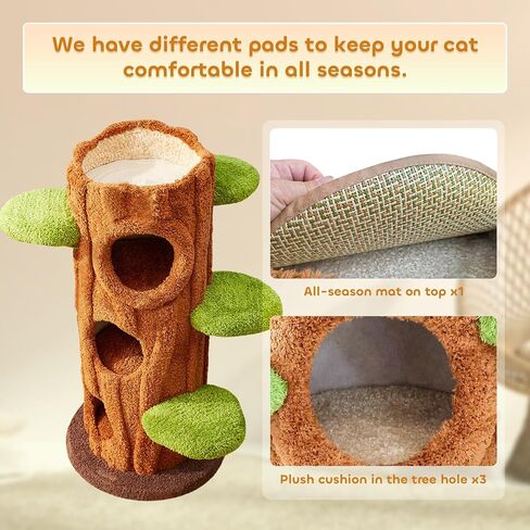 54.7'' Tall Modern Wood Cat Tree with 3 Level House, Luxury Cat Tower for Home Decoration, Large Cat Condo for Multi-Cat Families in Saudi Arabia